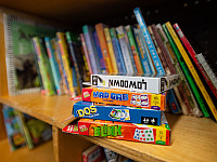 A stack of board games