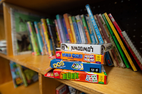 A stack of board games