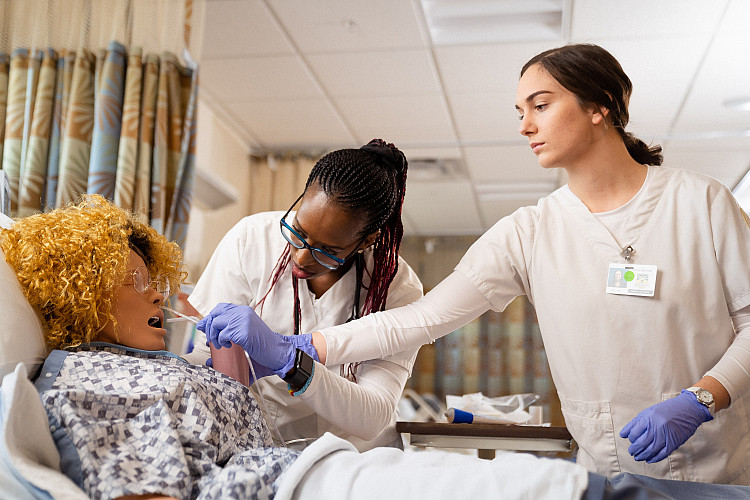 Students working towards their Nursing Degree in Lennon Hall