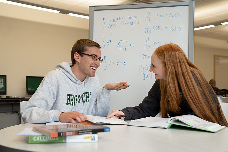 Two students studying mathematics together in the Academic Success Center
