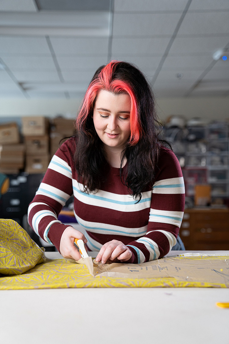 In the costume shop, you can design, cut, sew, and watch your visions come to life on stage.