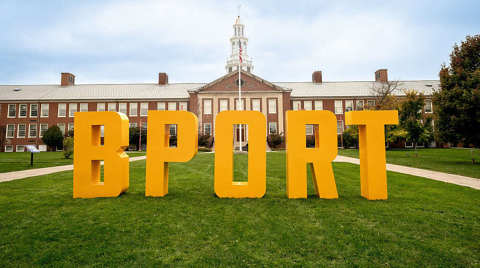 BPORT Letters in front of Hartwell Hall