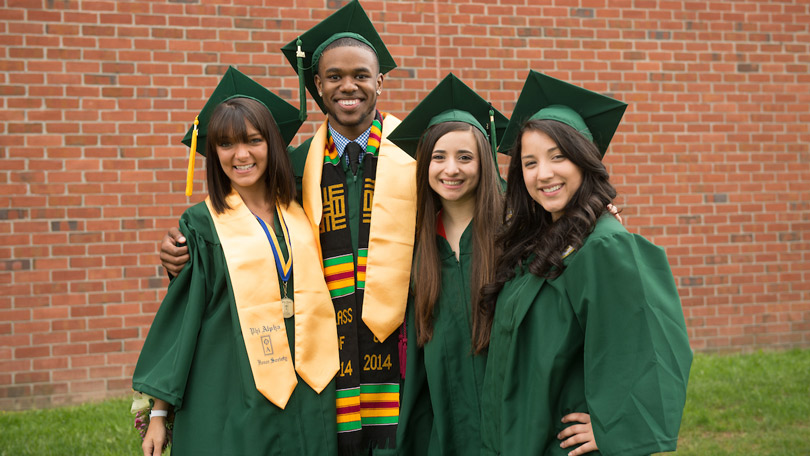 Students in their graduation cap and gown