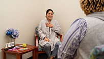 Graduate student, Shaye Burgado, serving as a counselor-in-training within the Hartwell counseling clinic.