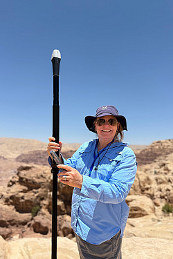 Dr. Ramsay surveying in Petra, Jordan