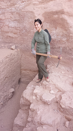 Student excavating
