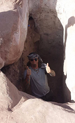 Student in a tomb