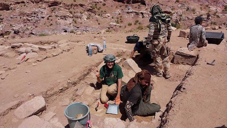 Student excavating