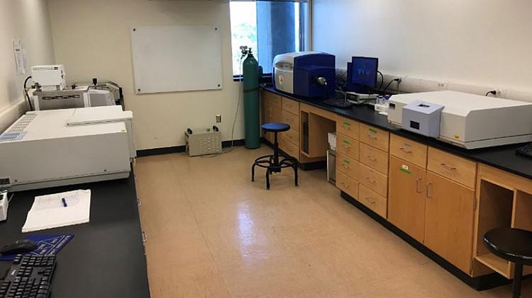 The Spectroscopy labs are equipped with UV-vis, Fluorescence, IR, CD, and NMR instruments.
