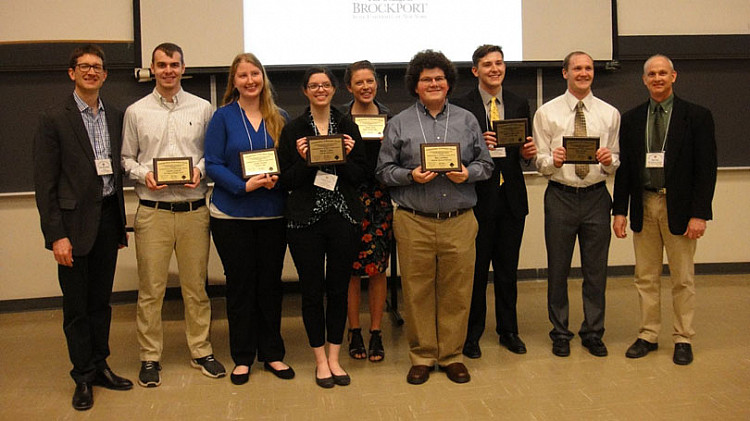 Winners of the Rochester Section Award of the American Chemical Society in 2018. Justin Galardi (second from left) received the award from P
