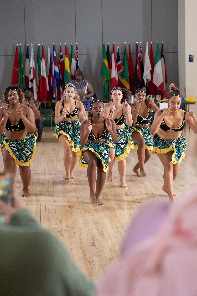 Students performing in Sankofa during the Multicultural Mixer in the Seymour Union Ballroom