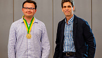 Brady Guy '25 pictured with Dr. Spiller, his thesis advisor