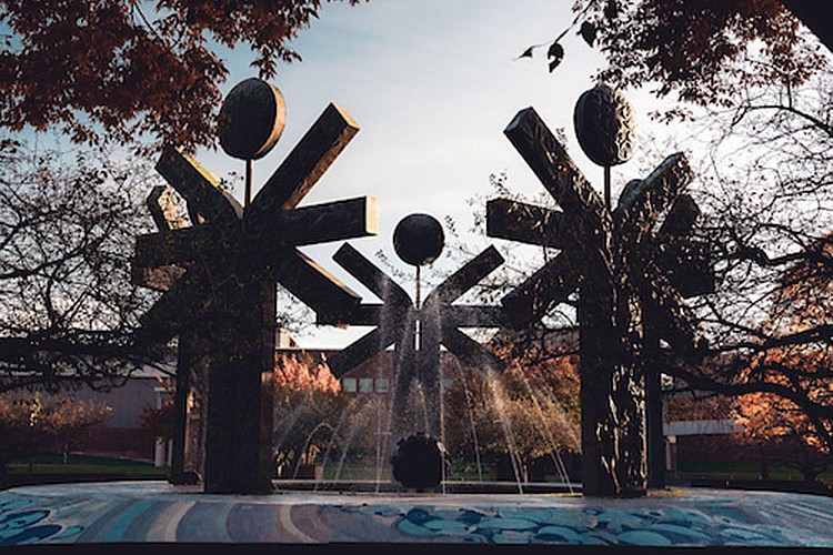 The fountain outside the Fannie Barrier Williams Building