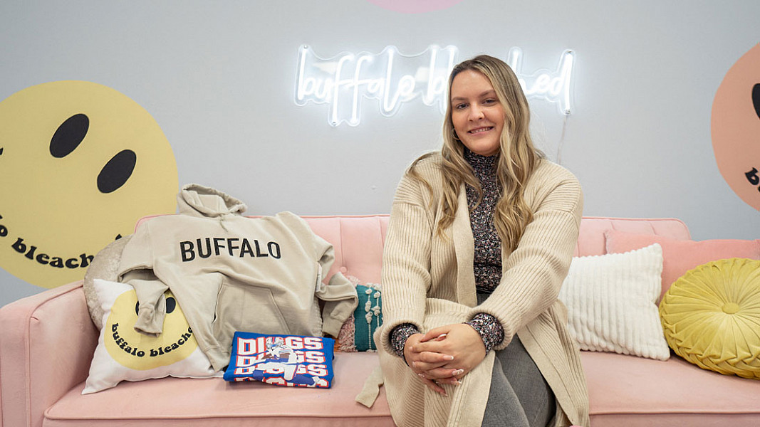 Hali Rockow in her store, Buffalo Bleached