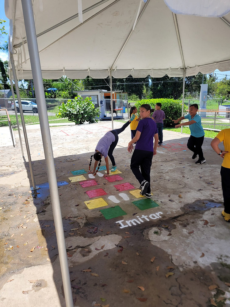 Children playing a painted game