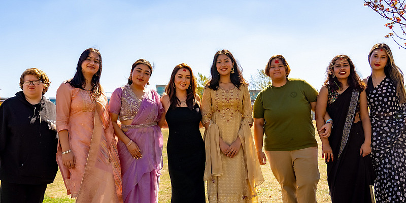 Members of the Asian and Pacific Islander Student Association at the Dashain Celebration on campus.